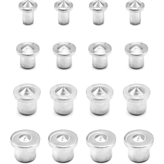 16 pcs Wood Dowel Centers, Stainless Steel Drill Guide Tool, 6/8/10/12Mm.