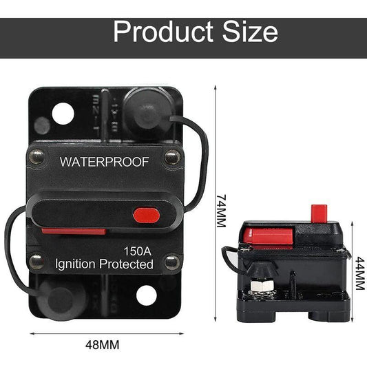 Car Circuit Breaker 30A - 150A, Dc 12V - 48V Waterproof Circuit Breaker With Manual Reset For Auto Car Marine Boat Bike.