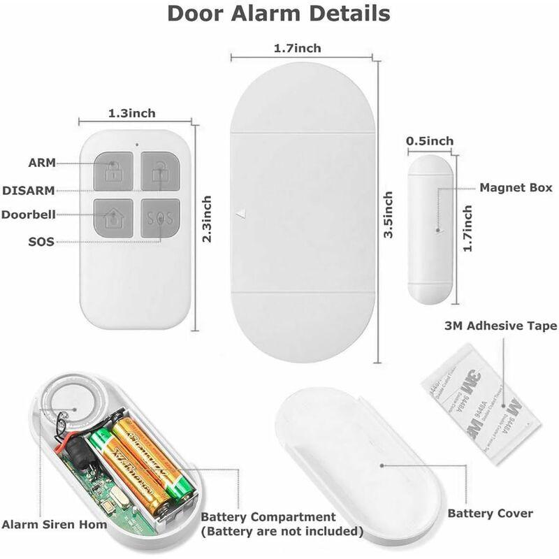Door And Window Alarm, Alarm With 130Db Siren, 2 Remote Controls, Easy To Install, Wireless Home Alarm.