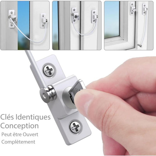 Child Window Safety, 2 pcs Zinc Alloy Child Window Protection Pvc Child Safety Window Lock With Screws And Keys,