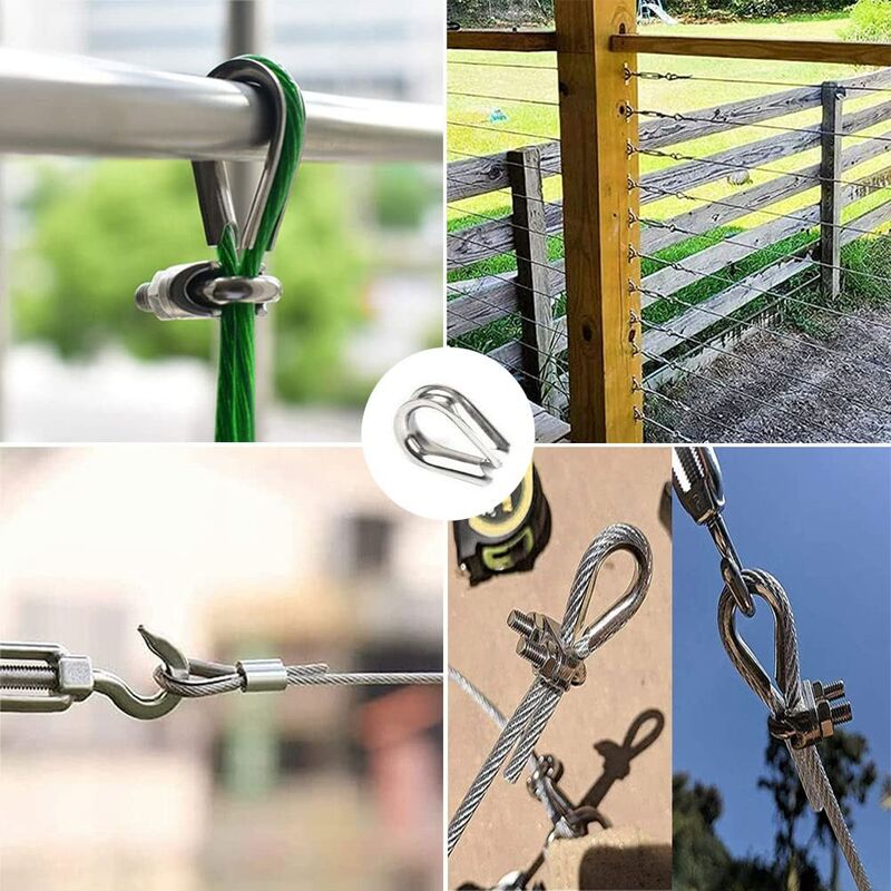 50 pcs M2 304 Stainless Steel Wire ROpe Thimbles Heart Thimble For Steel Cable For 2Mm Wire ROpe