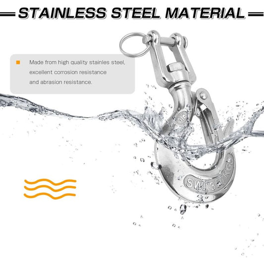 Heavy Duty Lifting Hook Load Towing Lifting Chain Safety Hook Winch Trailer Steel Clevis Safety Latch Lifting Stainless