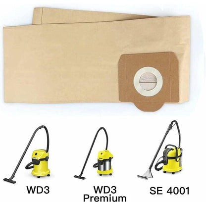5 pcs Upright Vacuum Cleaner Bag, For Karcher Wd3, Wd 3 Premium, Wd3200, Wd3500P, A2204, A2204, A2534, Se4001,.