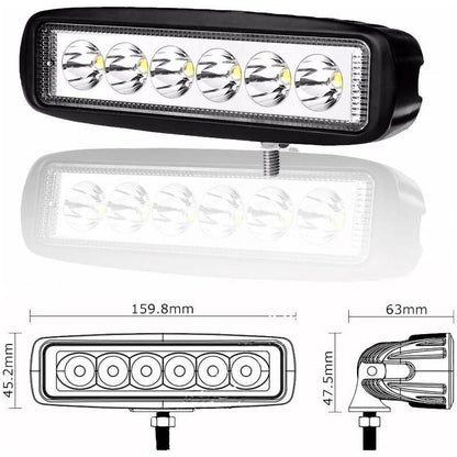 2 X 6" 18W LED Work Light Bar Spot Off ROad Truck Suv 4Wd Driving Fog Lamps(2X18 Fgb-Spot).