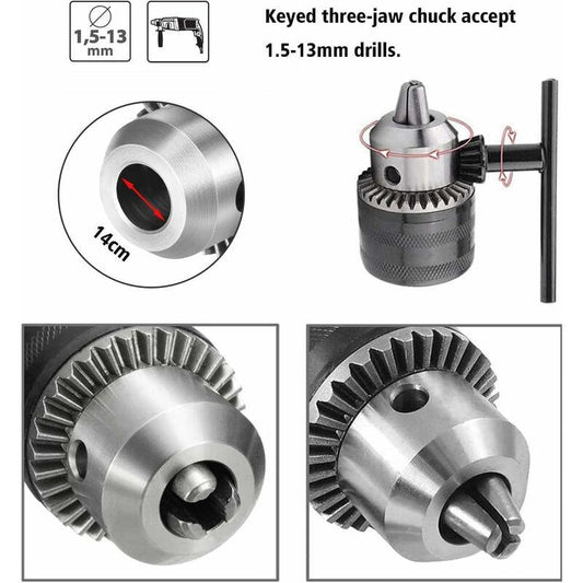 1.5-13Mm Drill Chuck 1/2-20 Unf With Sds Plus Adapter And Wrench Drill Chuck Quick Change Chuck With Key For Drilling.
