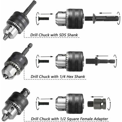 1.5-13Mm Drill Chuck 1/2-20 Unf With Sds Plus Adapter And Wrench Drill Chuck Quick Change Chuck With Key For Drilling.