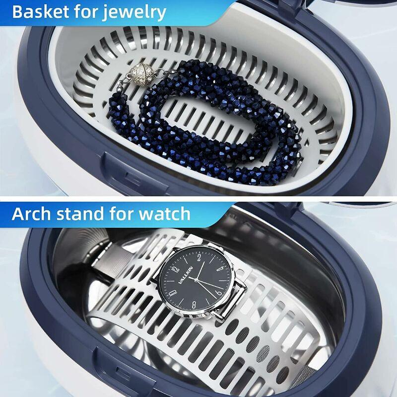 Ultrasonic Cleaner 600Ml Household Cleaning Device With Cleaning Basket And Automatic Holder For Cleaning.