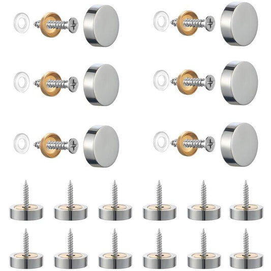 20 pcs Brushed Stainless Steel Screws With Decorative Caps For Mirrors, Tables, Plates, Cabinets, Glass Panels Silver.