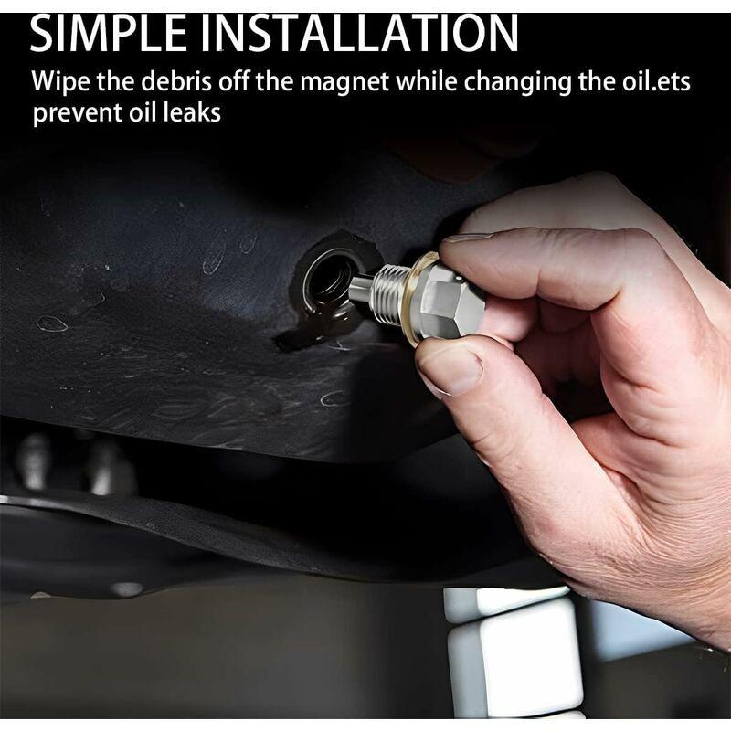 Oil Pan Screw, Universal Metal Anodized Magnetic Engine Oil Pan Nut Drain Plug Anti-Theft With Ring, Universal Oil Pan.