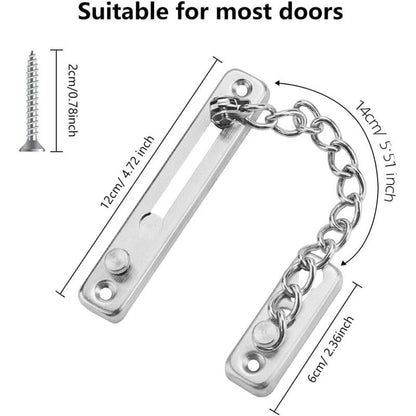 Security Door Chain Anti-Theft Door Lock Stainless Steel Door Chain Lock Sliding Door Restrictor With 4 Screws For