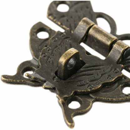 2 Antique Style Latch Vintage Locks Hasp Latch Lock Clasp Butterfly Buckle Lock For Decorative Cabinet Wardrobe Jewelry