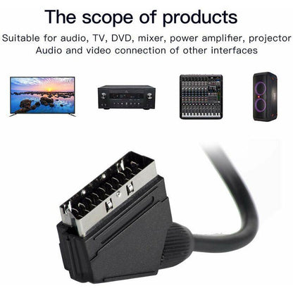 1.5M Scart To 3Rca Male Cable, Scart Male To Rca Male Switchable Audio Video Av Cable Adapter Converter Audio Video For.