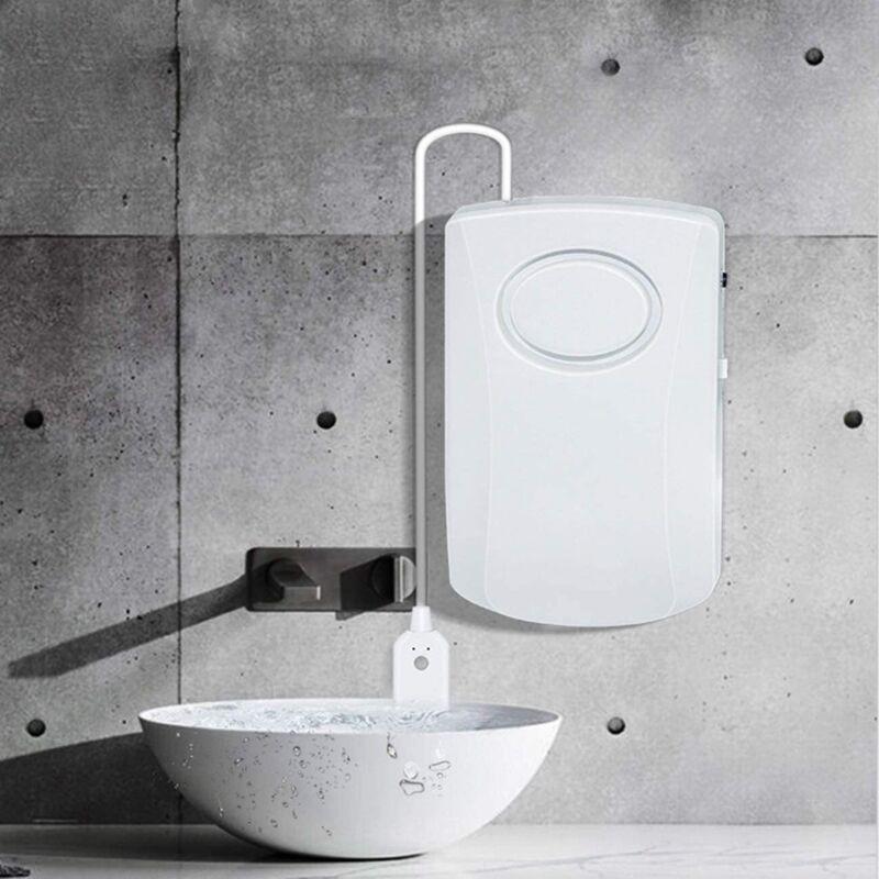 Water Leak Alarm 130Db, 95Cm Long Cable With Sensor, Home Security Water Leak Detection Alarm, Battery Included.