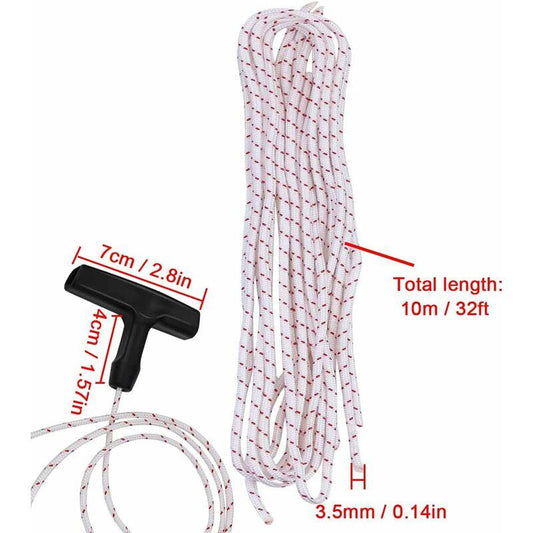 Starter ROpe/Pull Cord (3.5Mm 10M) With Starter Handle, Lawn Mower, Lawn Mower, Chainsaw, Brush Cutter, Universal Engine.