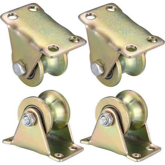 4 pcs Lifting Pulley, U-Groove Caster, Lifting Caster, Groove Wheel Cable Pulleys For ROpes Rail Gate Sliding (U-Groove.