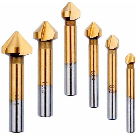 Countersink Metal Wood, Titanium Drill Bit Metal Chamfer Hss 90 Degree 6.3Mm, 8.3Mm, 10.4Mm, 12.4Mm, 16.5Mm, 20.5Mm.