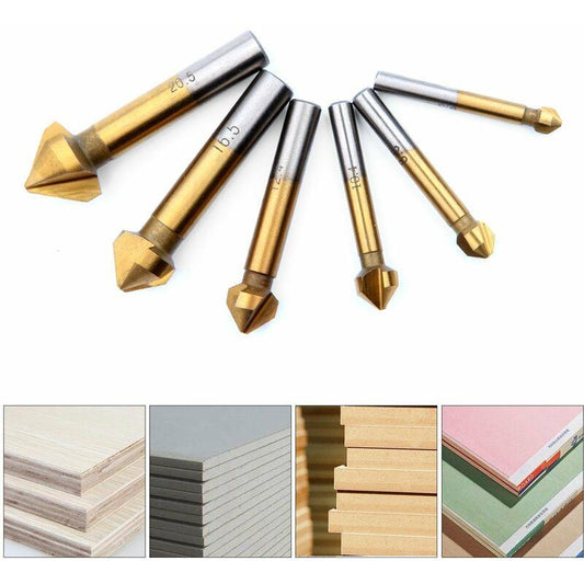 Countersink Metal Wood, Titanium Drill Bit Metal Chamfer Hss 90 Degree 6.3Mm, 8.3Mm, 10.4Mm, 12.4Mm, 16.5Mm, 20.5Mm.