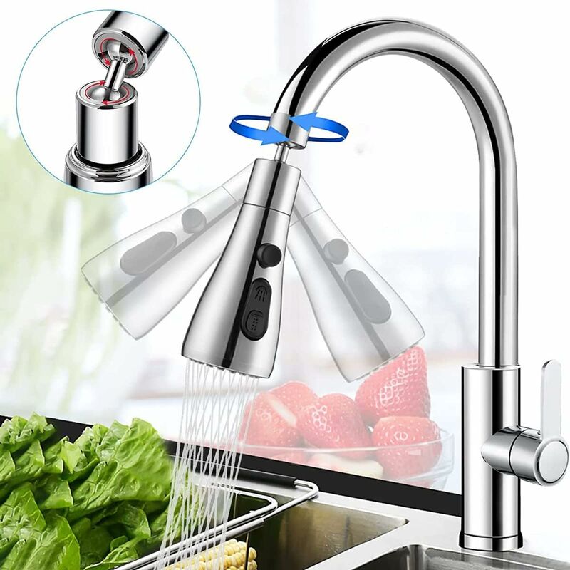 Kitchen Faucet Sprayer 3 Modes - 360 Degrees Kitchen Faucet Nozzle, Faucet Head, Sink Mixer Sprayer, Kitchen Faucet