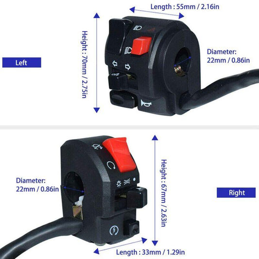1 Pair Motorcycle Switch Handlebar Controller Switch Motorbike Horn Turn Signal Start Switch Button.