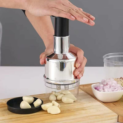 Garlic And Onion Chopper, Stainless Steel Manual Vegetable Chopper, Manual Garlic Press For Ginger, Chili, Salad,