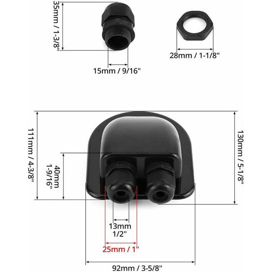 2 pcs Ip68 ROof Gland Solar Waterproof Cable Entry Box Weatherproof Double Cable Gland, Caravan And Boat Abs Cable.
