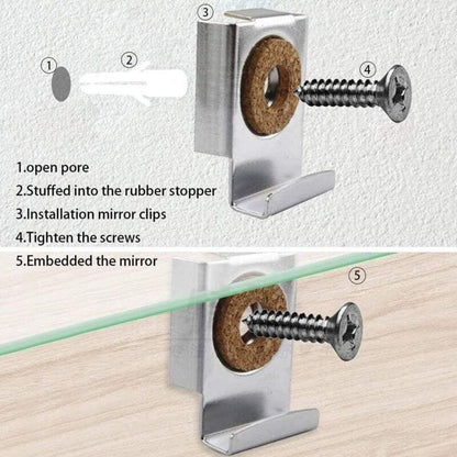 Wall Mount Mirror Bracket, Mirror Holders, Adjustable Wall Mount Mirror Clip Mirror Clamp, For Wall Mirror For