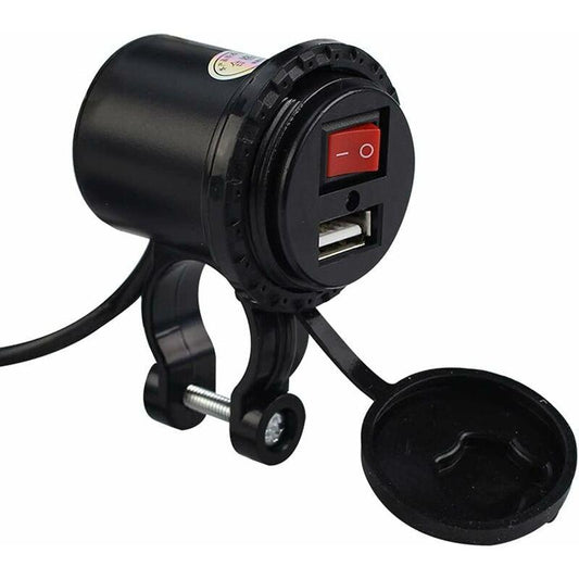Motorcycle Usb Car Charger, 5V/2.1A Waterproof Motorcycle Usb Charger Socket With On/Off Switch Handlebar Mount Power.