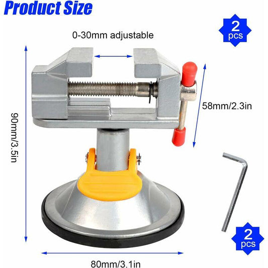 2 pcs Bench Vise Small Swivel Vise, Mini 360Â° ROtation Vise With Suction Cup, 30Mm, Table Vise Clamp For Hobby Jewelry,.