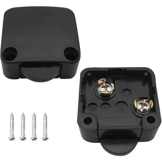 2 pcs Cabinet Door Switches Automatic Switch 1A 250V Closet Lamp Switches (Black)