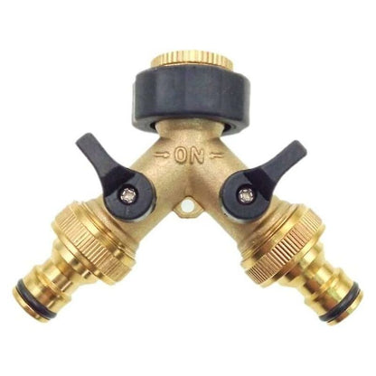 2 Way Y-Shaped Diverter For 3/4" Supply Hose With Separate On/Off Valve For Home Kitchen Garden Outdoor