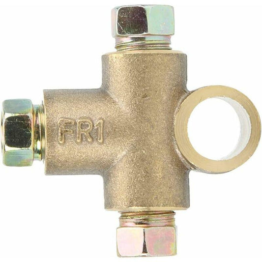 Brake Line Tee Pipe Connector T Shape 3 Way Adapter With 3 Male Nuts Short Union M10 3/16 Inch 10Mm Hose+3 Way Brake.