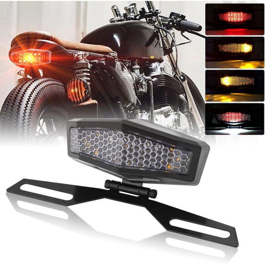 Motorcycle LED Tail Light With License Plate Lamp Holder Integrated Turn Signals Brake Light Universal For Motorcycle.