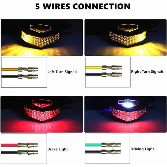 Motorcycle LED Tail Light With License Plate Lamp Holder Integrated Turn Signals Brake Light Universal For Motorcycle.