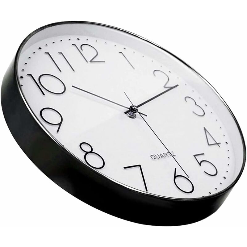 12 Inch Modern Wall Clock, Battery Operated Silent Quartz Kitchen Clock ROund Easy To Read For Home/Office/School,