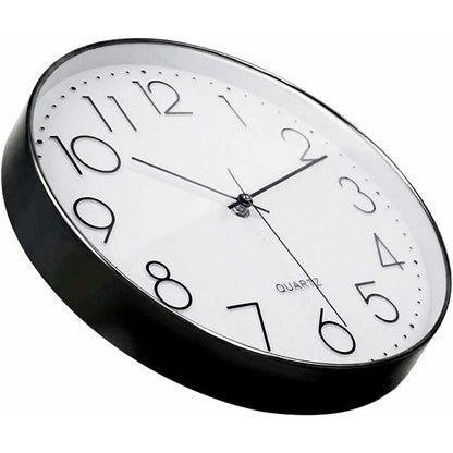 12 Inch Modern Wall Clock, Battery Operated Silent Quartz Kitchen Clock ROund Easy To Read For Home/Office/School,