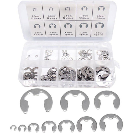 120 pcs 10 Different Sizes Stainless Steel Lock Washers With Box For Wave Groove Machine Automotive Application (Silver).