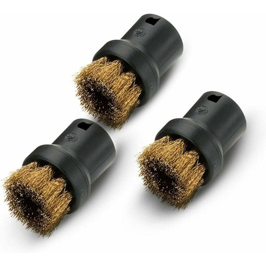 ROund Steam Cleaner Brush Set With Brass Bristles, Black, 4.0Cm X 2.5Cm.