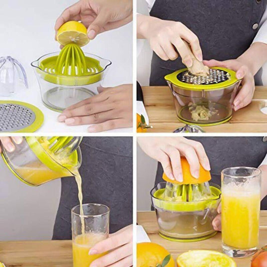 Multifunction Manual Juicer, 4 In 1 Citrus Juicer For Oranges, Lemons, Citrus Fruits, With 2 Reamers, Engraved.
