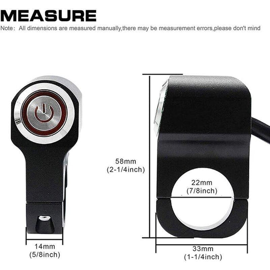 1 Piece 12V Motorcycle Atv 22Mm (7/8") Handlebar Button Switch Hazard Headlight Brake Fog Light On Off Switch (Red).