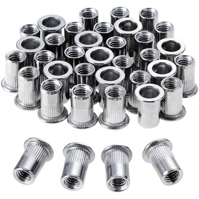 100 pcs M6 Stainless Steel Rivet Nuts Flat Thread Rivet Nuts.