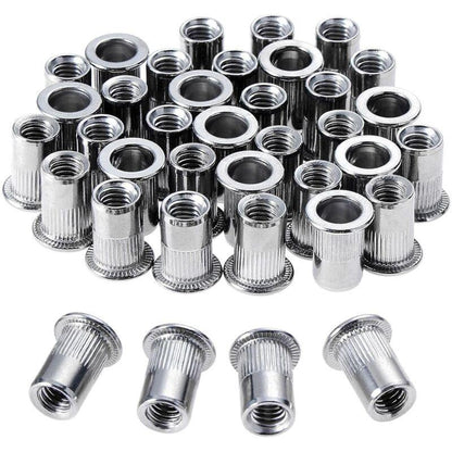 100 pcs M6 Stainless Steel Rivet Nuts Flat Thread Rivet Nuts.