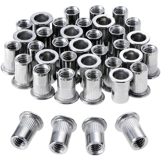 100 pcs M6 Stainless Steel Rivet Nuts Flat Thread Rivet Nuts.