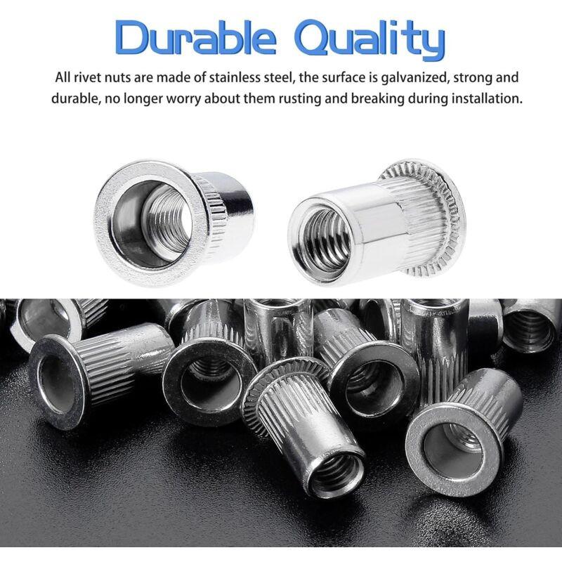 100 pcs M6 Stainless Steel Rivet Nuts Flat Thread Rivet Nuts.