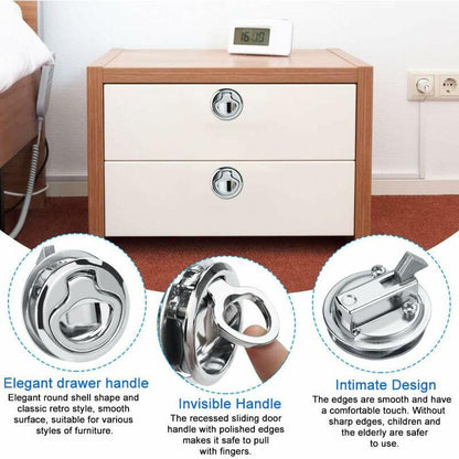 2 pcs Zinc Alloy Flush Hatch Latch Boat Hatch Latch Boat Pull Latch Flush Hatch Latch Lock For Furniture, Drawers,.
