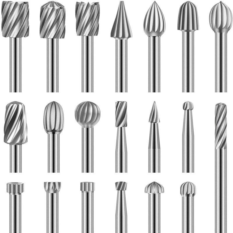 20 pcs ROtary Burr Set, High Speed Steel Carving Tool With 3Mm Grinding Head For Woodworking Carving Engraving Drilling.