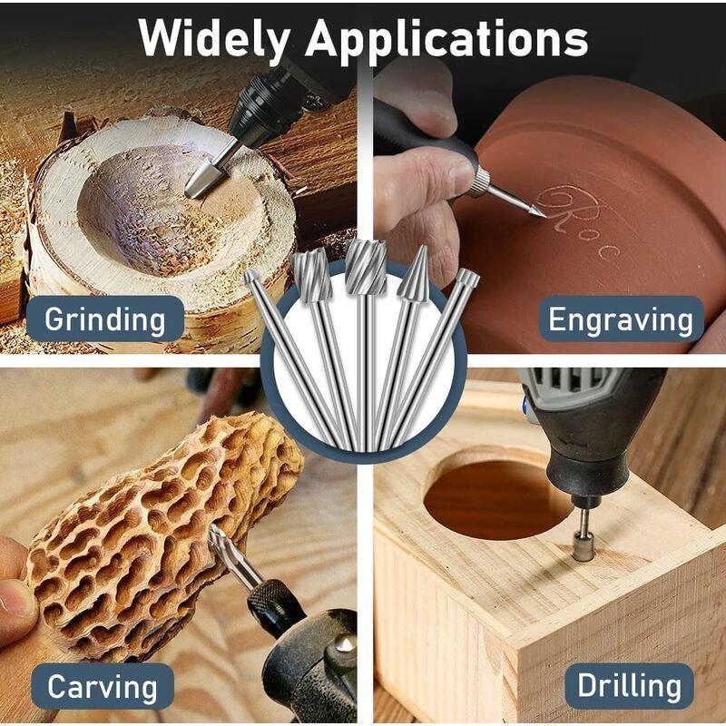 20 pcs ROtary Burr Set, High Speed Steel Carving Tool With 3Mm Grinding Head For Woodworking Carving Engraving Drilling.