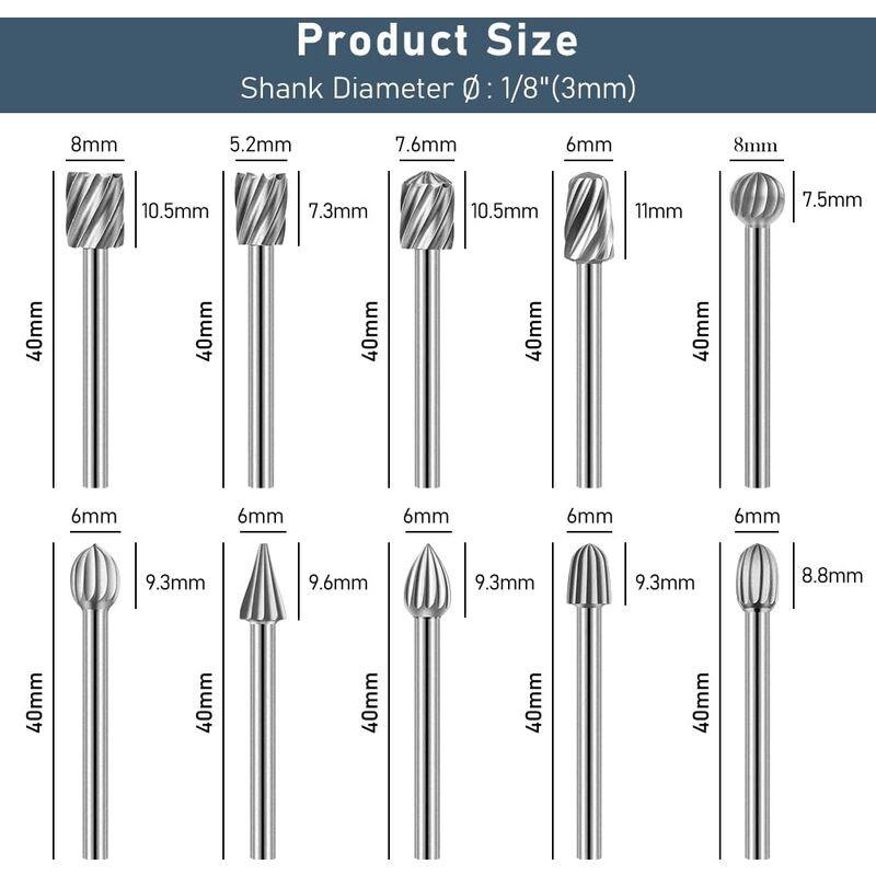 20 pcs ROtary Burr Set, High Speed Steel Carving Tool With 3Mm Grinding Head For Woodworking Carving Engraving Drilling.