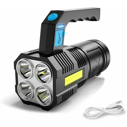 Ultra Powerful Rechargeable Cob LED Flashlight Waterproof Work Light 4 Modes Portable Emergency Torch For Hiking.