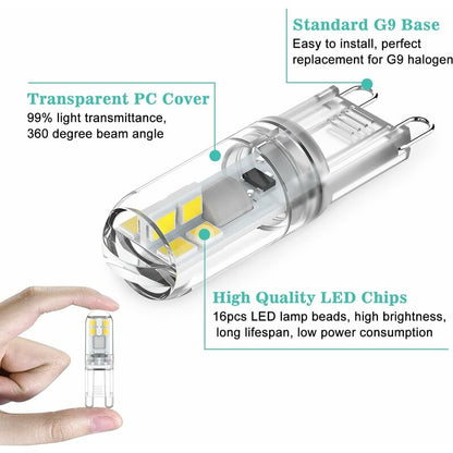 G9 LED Bulbs 1.5W Equivalent To 20W Halogen Light Cool White 6000K, Ac 220-240V, Non-Dimmable, Mini Incandescent Bulb,