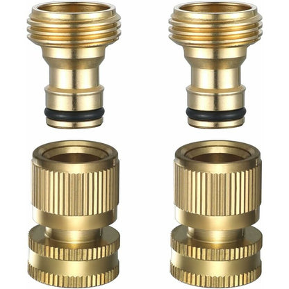 Garden Hose Quick Connect - Quick Connect Garden Hose Connectors, Solid Brass Water Hose Quick Connect, 3/4" Ght, 2 Sets